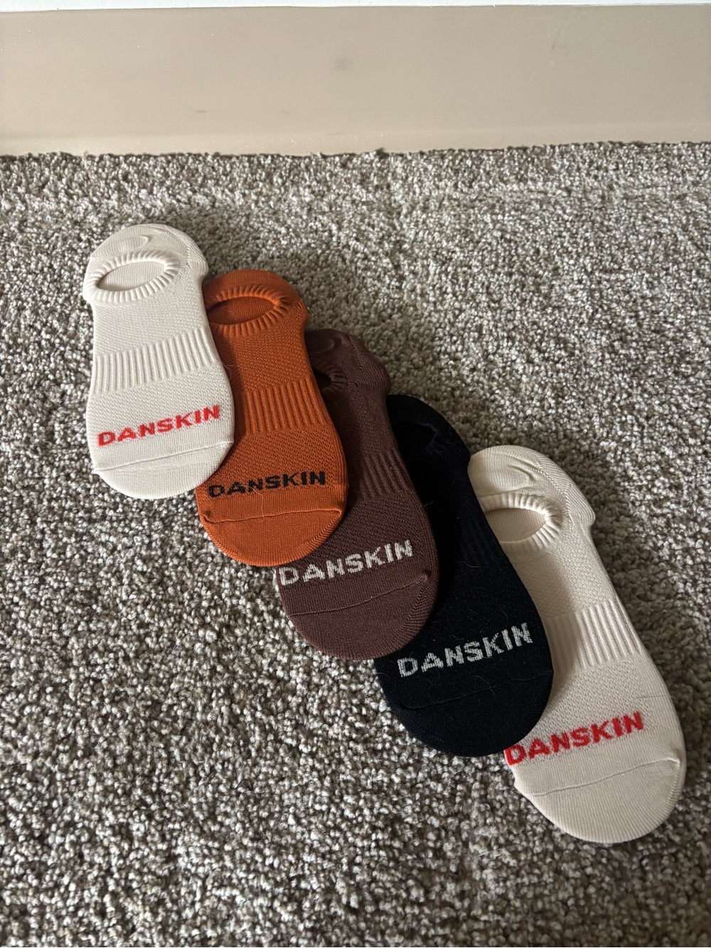 Danskin No-Show Sock Pack - Black, Brown, Rust, Ivory
